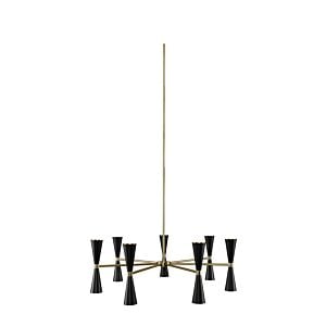 Milo 14-Light LED Chandelier in Black and Vintage Brass