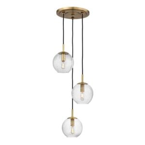 Rousseau 3-Light Pendant in Aged Brass