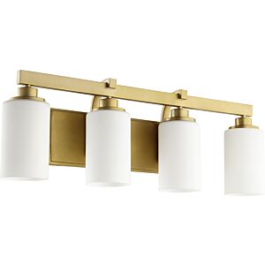 Lancaster 4-Light Bathroom Vanity Light in Aged Brass