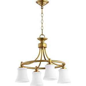 Rossington 4-Light Chandelier in Aged Brass