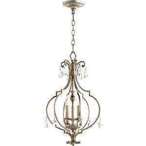 Ansley 3-Light Entry Pendant in Aged Silver Leaf