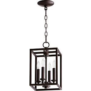 Cuboid Entries 4-Light Entry Pendant in Oiled Bronze