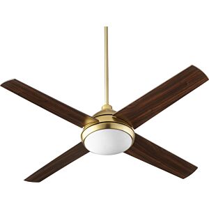 Quest 1-Light 52" Hanging Ceiling Fan in Aged Brass