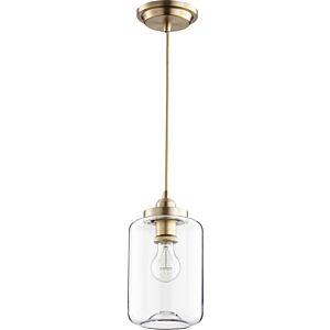 Clear Filament Pendants 1-Light Pendant in Aged Brass