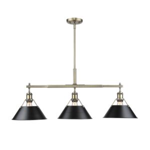 Orwell AB 3-Light Linear Pendant in Aged Brass