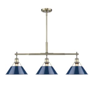 Orwell AB 3-Light Linear Pendant in Aged Brass