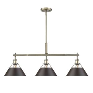 Orwell AB 3-Light Linear Pendant in Aged Brass