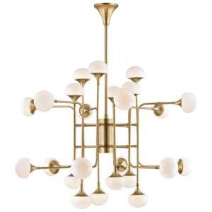 Fleming 24-Light LED Chandelier in Aged Brass