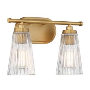 Chantilly 2-Light Bathroom Vanity Light in Warm Brass