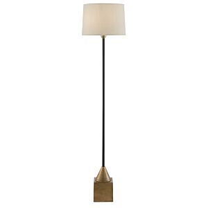 Keeler 1-Light Floor Lamp in Antique Brass with Black