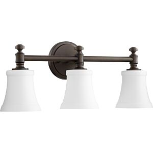 Rossington 3-Light Bathroom Vanity Light in Oiled Bronze w with Satin Opal