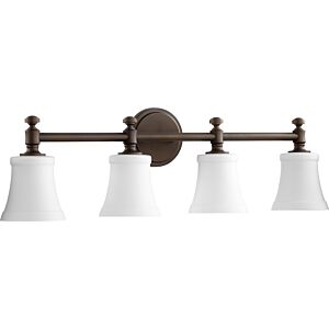 Rossington 4-Light Bathroom Vanity Light in Oiled Bronze w with Satin Opal