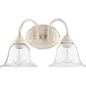 Spencer 2-Light Bathroom Vanity Light in Persian White w with Clear/Seeded