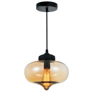 Glass 1-Light Mini Pendant in Black