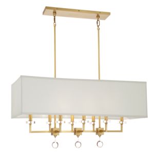 Crystorama Paxton 8 Light 18 Inch Transitional Chandelier in Aged Brass with Clear Glass Balls Crystals