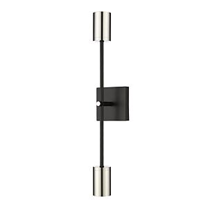 Z-Lite Calumet 2-Light Wall Sconce In Mate Black With Polished Nickel