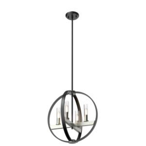 Mont Royal 4-Light Pendant in Satin Nickel and Graphite