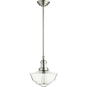 Schoolhouse Pendants 1-Light Pendant in Satin Nickel w with Clear