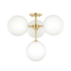 Ashleigh 4-Light LED Semi-Flush Mount in Aged Brass