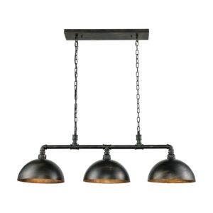 Mulvaney 3-Light Linear Chandelier in Black-Brushed Gold