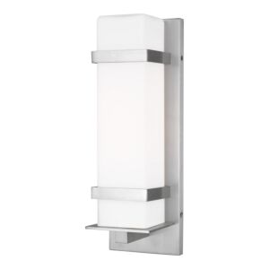 Alban 1-Light Outdoor Wall Lantern in Satin Aluminum