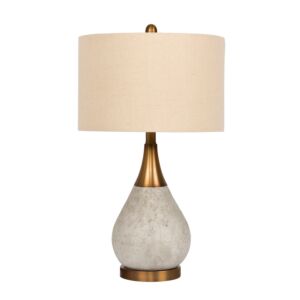 Table Lamp 1-Light Table Lamp in Natural Concrete with Antique Brass