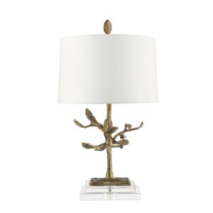 Audubon 1-Light Buffet Lamp in Distressed Gold cast metal tree on a Crystal glass, oblong