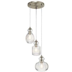 Riviera 3-Light Pendant in Brushed Nickel