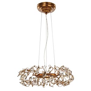 Crystal Garden 6-Light Multi-Light Pendant in Gold, Champ, Gld Leaf