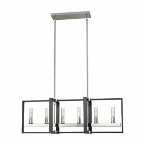 Blairmore 6-Light Linear Pendant in Satin Nickel and Graphite
