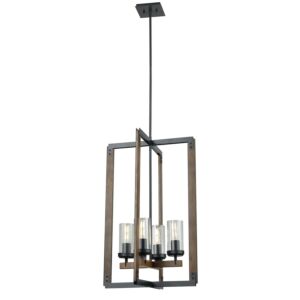 DVI Okanagan 4-Light Foyer Pendant in Graphite and Ironwood