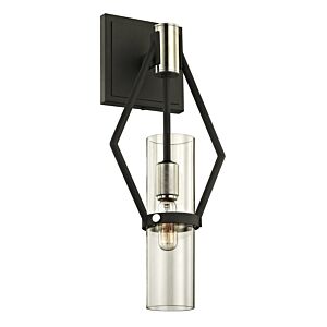 Raef 1-Light Wall Sconce in Textured Black & Polish Nickel