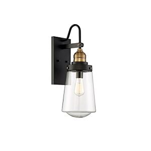 Macauley 1-Light Wall Mount in Vintage Black with Warm Brass