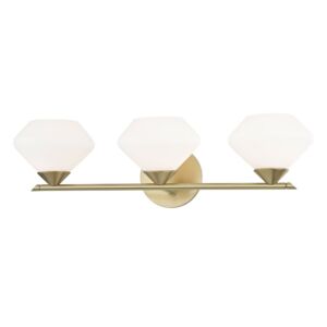 Valerie 3-Light Bathroom Vanity Light and Vanity in Aged Brass