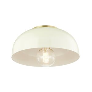 Avery 1-Light Flush Mount in Aged Brass with Cream