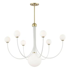 Coco 7-Light LED Chandelier in Aged Brass with Soft Off White