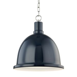 Blair 1-Light Pendant in Polished Nickel with Navy