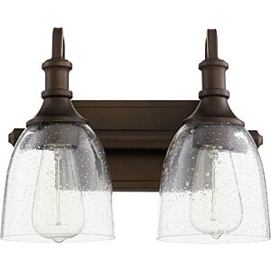 Richmond 2-Light Bathroom Vanity Light in Oiled Bronze w with Clear/Seeded