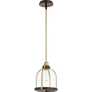 Banded Lighting Series 1-Light Pendant in Aged Brass w with Oiled Bronze