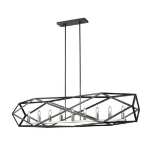Polygon 9-Light Linear Pendant in Satin Nickel and Graphite