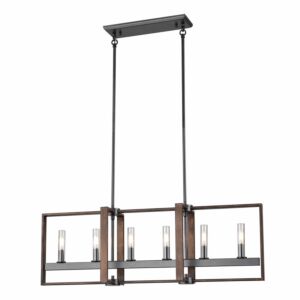 Blairmore 6-Light Linear Pendant in Ironwood and Graphite