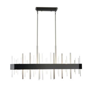 Crystal Boulevard 1-Light LED Linear Pendant in Satin Nickel and Graphite with Optic Glass Inserts