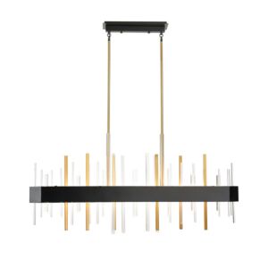 Crystal Boulevard 1-Light LED Linear Pendant in Venetian Brass and Graphite with Optic Glass Inserts
