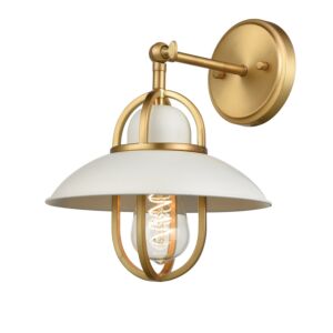 Peggy'S Cove 1-Light Wall Sconce in Matte White and Venetian Brass