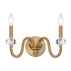 Bergdorf 2-Light Wall Sconce in Warm Brass