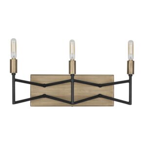 Bodie 3-Light Bathroom Vanity Light in Havana Gold with Carbon