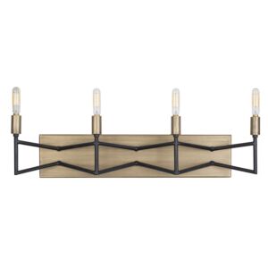 Bodie 4-Light Bathroom Vanity Light in Havana Gold with Carbon