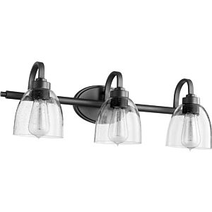 Reyes 3-Light Bathroom Vanity Light in Textured Black w with Clear/Seeded