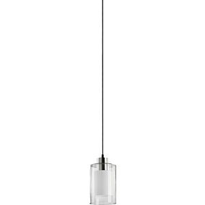 1-Light Pendant in Satin Nickel Clear and White