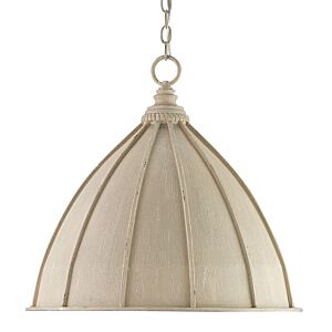 Currey & Company 21" Fenchurch Pendant in Oyster Cream and Silver Leaf